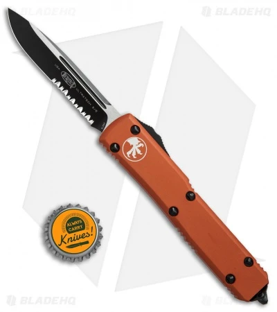 Microtech Ultratech S/E OTF Automatic Knife Orange CC (3.4" Black Serr) 6 Microtech Ultratech S/E OTF Automatic Knife Orange CC (3.4" Black Serr) - Image 4