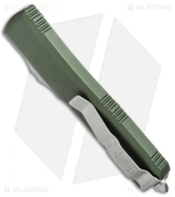 Microtech Ultratech Spartan OTF Automatic Knife OD Green CC (3.4" Satin) -Blade HQ Shop Microtech Ultratech Spartan OTF OD Green CC Satin 223 4OD BHQ 74525 jr side