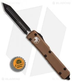 Microtech Ultratech Spartan OTF Automatic Knife Tan CC (3.4" Black) 223-1TA -Blade HQ Shop Microtech Ultratech Spartan Tan CC Black BHQ 51247 er bottlecap