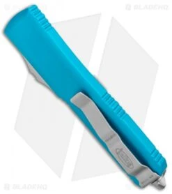 Microtech Ultratech T/E OTF Automatic Knife Turquoise CC (3.4" Satin) -Blade HQ Shop Microtech Ultratech TE Auto Turquoise CC Satin 123 4TQ BHQ 96078 jr side