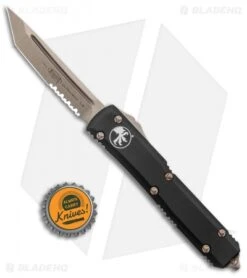 Microtech Ultratech Tanto OTF Automatic Knife Black (3.4" Bronze Serrated) -Blade HQ Shop Microtech Ultratech TE Black Bronze Part Serr 123 14 BHQ 135895 jr bottlecap