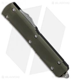 Microtech Ultratech T/E OTF Automatic Knife OD Green G-10 (3.4" Stonewash Serr) -Blade HQ Shop Microtech Ultratech TE OD Green SW BHQ 78129 er spine