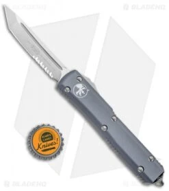 Microtech Ultratech T/E OTF Automatic Knife Gray CC (3.4" Satin Serr) -Blade HQ Shop Microtech Ultratech TE OTF Auto Gray CC Satin Serr 123 5GY BHQ 95861 jr bottlecap