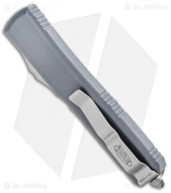 Microtech Ultratech T/E OTF Automatic Knife Gray CC (3.4" Satin Serr) -Blade HQ Shop Microtech Ultratech TE OTF Auto Gray CC Satin Serr 123 5GY BHQ 95861 jr side