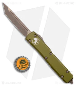 Microtech Ultratech T/E OTF Automatic Knife OD Green (3.4" Bronze Apocalyptic) -Blade HQ Shop Microtech Ultratech TE OTF Auto OD Green Bronze Apocalyptic Tanto BHQ 178253 jr bottlecap