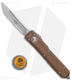 Microtech Ultratech T/E OTF Automatic Knife Tan CC (3.4" Stonewash Serr) 9 Microtech Ultratech T/E OTF Automatic Knife Tan CC (3.4" Stonewash Serr) -Blade HQ Shop Microtech Ultratech TE OTF Auto Tan CC SW Serr 123 11TA BHQ 88639 jr bottlecap 1