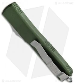 Microtech Ultratech T/E OTF Automatic Knife OD Green (3.4" Satin) 123-4OD -Blade HQ Shop Microtech Ultratech TE OTF OD Green 123 4CCOD BHQ 50984 jr side
