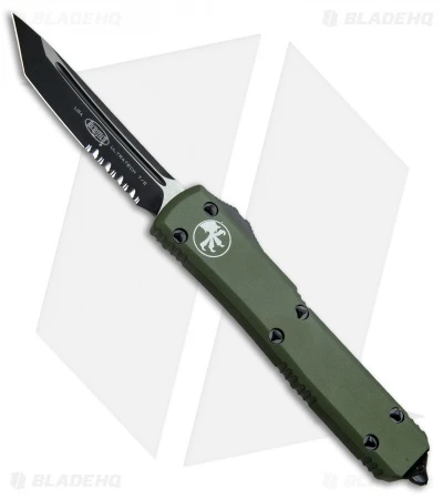 Microtech Ultratech T/E OTF Automatic Knife OD Green CC (3.4" Black Serr) 3 Microtech Ultratech T/E OTF Automatic Knife OD Green CC (3.4" Black Serr)
