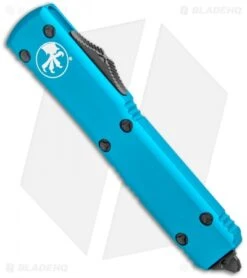 Microtech Ultratech T/E OTF Automatic Knife Turquoise CC (3.4" Black) -Blade HQ Shop Microtech Ultratech TE Tanto OTF Auto Turquoise CC Black BHQ 97831 jr spine
