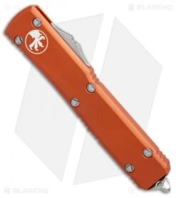 Microtech Ultratech T/E OTF Automatic Knife Orange CC (3.4" Satin) -Blade HQ Shop Microtech Ultratech TE orange CC BHQ 67713 er spine