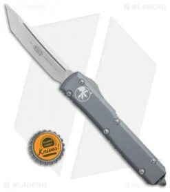 Microtech Ultratech Tanto OTF Automatic Knife Gray (3.4" Stonewash) 123-10GY -Blade HQ Shop Microtech Ultratech Tanto OTF Auto Gray SW 123 10GY BHQ 27323 jr bottlecap