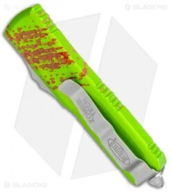 Microtech Zombie Tech UTX-85 T/E OTF Automatic Knife (3.125" Stonewash) 233-10 Z -Blade HQ Shop Microtech Zombie Tech UTX 85 TE OTF Auto SW 233 10Z BHQ 113050 jr side