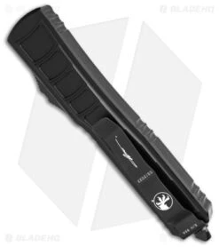 Microtech Ultratech II OTF Knife D/E Step Side Black Aluminum (3.4" Black) -Blade HQ Shop Ultratech II DE BLK BLK OTF Automac Signature Series Tactical Standard BHQ 142354 td side