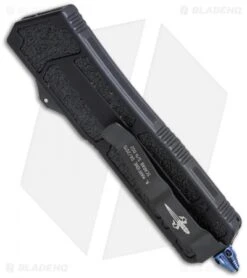 Microtech Marfione Custom Scarab Tanto OTF Knife Blued Ti (3.5" DLC SW) -Blade HQ Shop micortech scarab tanto sw dlc blued ti side cm