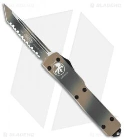 Microtech UTX-70 Tanto OTF Automatic Knife (2.4" Tan Camo Full Serr) 149-3UC
