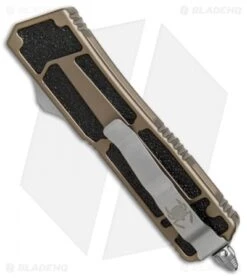 Microtech QD Scarab S/E OTF Automatic Knife Tan (3.5" Satin) 178-4TA -Blade HQ Shop microtech QD scarab se tan 178 10TA BHQ 37449 er side