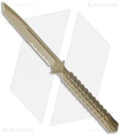 Microtech A.D.O. Tanto Knife T/E Fixed Blade (4.5" Tan Serr) 117-2TA