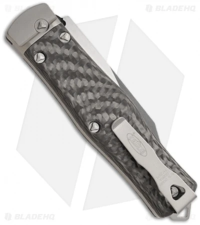 Microtech OSS Cobra Bowie Knife Auto Carbon Fiber (3.75" Stonewash Plain) 137-10 4 Microtech OSS Cobra Bowie Knife Auto Carbon Fiber (3.75" Stonewash Plain) 137-10 - Image 2