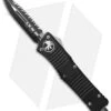 Microtech Combat Troodon OTF Dagger Automatic Knife (3.8" Black Full Serr) 142-3 -Blade HQ Shop microtech combat troodon black full serrated 142 3 jm