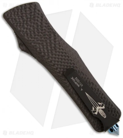 Rare Marfione Custom Solid Carbon Fiber Combat Troodon Knife (Blued Damascus) 4 Rare Marfione Custom Solid Carbon Fiber Combat Troodon Knife (Blued Damascus) - Image 2
