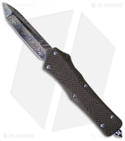 Rare Marfione Custom Solid Carbon Fiber Combat Troodon Knife (Blued Damascus) 3 Rare Marfione Custom Solid Carbon Fiber Combat Troodon Knife (Blued Damascus)