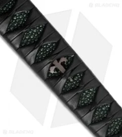 Marfione Custom Combat Wakizashi Green Rayskin (15.5" Hand Satin D2) 10 Marfione Custom Combat Wakizashi Green Rayskin (15.5" Hand Satin D2) -Blade HQ Shop microtech combat wakizashi green close up cm