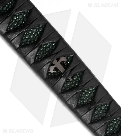 Marfione Custom Combat Wakizashi Green Rayskin (15.5" Hand Satin D2) 6 Marfione Custom Combat Wakizashi Green Rayskin (15.5" Hand Satin D2) - Image 4