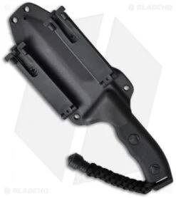 Microtech Crosshair Knife Double Edge Fixed Blade (5" Black Serr) 101-2BL -Blade HQ Shop microtech crosshair black 101 1bl sheath back