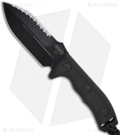 Microtech Black Crosshair Fixed Double Edge Knife (5" Full Serr) 101-3BL