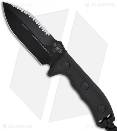 Microtech Black Crosshair Fixed Double Edge Knife (5" Full Serr) 101-3BL 3 Microtech Black Crosshair Fixed Double Edge Knife (5" Full Serr) 101-3BL