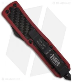Microtech Red Daytona D/A OTF D/E Knife Carbon Fiber (3.25" Black Plain) 126-1RD 5 Microtech Red Daytona D/A OTF D/E Knife Carbon Fiber (3.25" Black Plain) 126-1RD -Blade HQ Shop microtech daytona red de black 126 1rd back