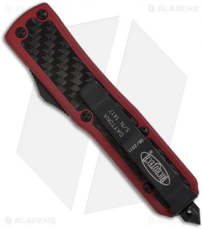 Microtech Red Daytona D/A OTF D/E Knife Carbon Fiber (3.25" Black Plain) 126-1RD 4 Microtech Red Daytona D/A OTF D/E Knife Carbon Fiber (3.25" Black Plain) 126-1RD - Image 2