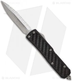 Microtech Daytona D/A OTF Knife Carbon Fiber (3.25" Stonewash Full Serr) 126-12