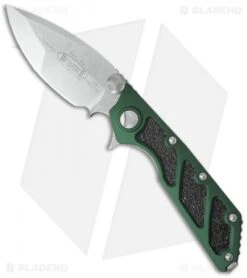 Microtech DOC Flipper Knife Green Aluminum (3.75" Stonewash) 153-10OD
