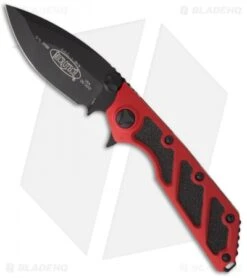 Microtech DOC Flipper Knife Red Aluminum (3.75" Black Plain) 153-1RD