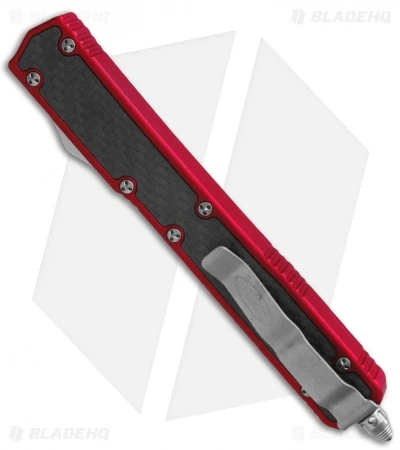 Microtech Makora II D/A OTF Automatic Knife CF/Red (4.45" Satin Full Serr) 106-6 4 Microtech Makora II D/A OTF Automatic Knife CF/Red (4.45" Satin Full Serr) 106-6 - Image 2