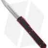 Microtech Makora II D/A OTF Automatic Knife CF/Red (4.45" Satin Full Serr) 106-6 -Blade HQ Shop microtech makora 2 satin serrated 106 6rd