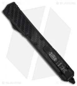 Microtech Makora II OTF Knife Tactical Automatic (4.45" Black Full Serr) 106-3T -Blade HQ Shop microtech makora ii black tactical 106 1t back 1