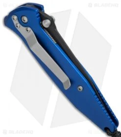 Microtech Mini Socom Manual Knife Blue Aluminum (3.25" Black) 12/1998 -Blade HQ Shop microtech mini socom manual blue 12 1998 side cm