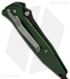 Microtech Mini Socom Manual Knife Green Aluminum (3.25" Black Serr) 12/1998 -Blade HQ Shop microtech mini socom manual green 12 1998 side cm