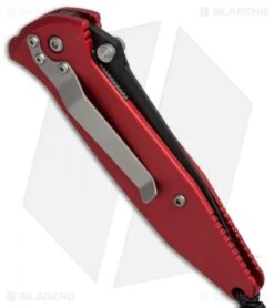 Microtech Mini Socom Manual Knife Red Aluminum (3.25" Black Serr) 12/1998 -Blade HQ Shop microtech mini socom manual red 12 1998 side cm