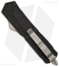 Microtech Scarab D/E OTF Automatic Knife (3.5" Satin Serr) -Blade HQ Shop microtech scarab de black full serr 175 3 back 2