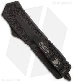 Microtech Tactical Scarab D/E OTF Automatic Knife (3.5" Black Serr) 175-2T -Blade HQ Shop microtech scarab de black tactical 175 1t back