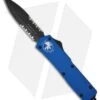 Microtech Scarab OTF Knife Blue Executive Dagger (Black SER) 109-2BL -Blade HQ Shop microtech scarab executive de blue black ser 109 2bl