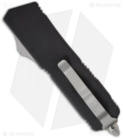 Microtech Scarab Executive OTF S/E Automatic Knife (3.5" Black Serr) 107-2 -Blade HQ Shop microtech scarab se executive black 107 1 back 1