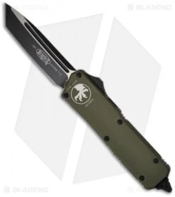 Microtech Scarab Executive Green OTF Tanto Knife (3.5" Black Plain) 108-1GR