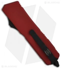Microtech Scarab Executive Red OTF Tanto Knife (3.5" Black Full Serr) 108-3RD -Blade HQ Shop microtech scarab te red black 108 1rd back