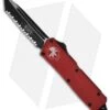 Microtech Scarab Executive Red OTF Tanto Knife (3.5" Black Full Serr) 108-3RD -Blade HQ Shop microtech scarab te red black full ser 108 3rd