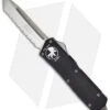 Microtech Scarab Executive OTF Knife Automatic Tanto (3.5" Satin Serr) 108-6 -Blade HQ Shop microtech scarab te satin full serr 108 6