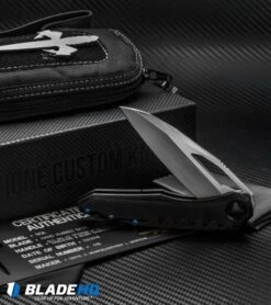 Marfione Custom Knives Sigil Flipper Knife DLC Titanium (3.5" Hand Satin) -Blade HQ Shop microtech sigil dlc ti blue hw all cm